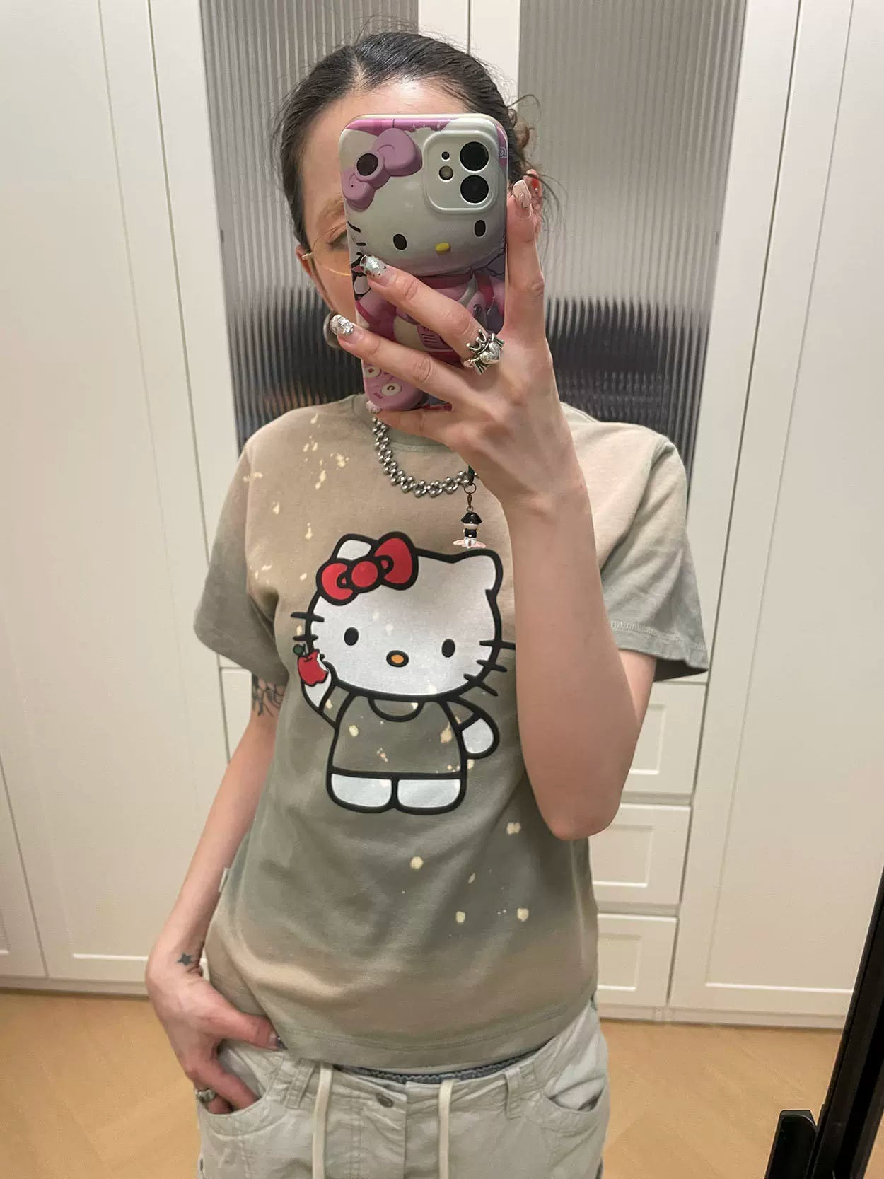 MMBBT Cute Apple Cat Inkjet Printing Tee