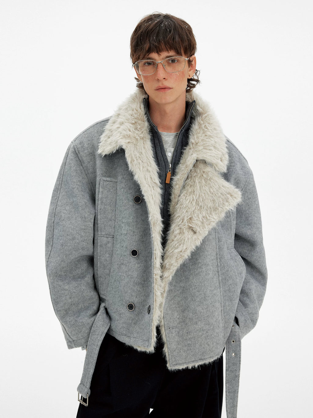 MADWITCH Vintage Premium Double-breasted Fur Collar Cotton Jacket