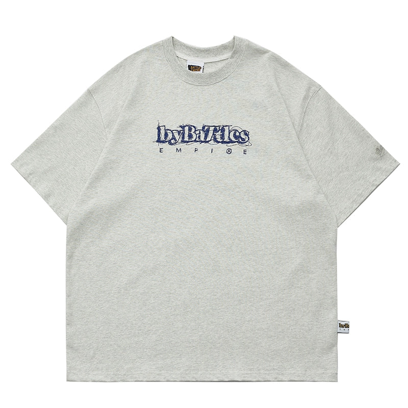 Battles Embroidery Logo Round Neck Loose Tee