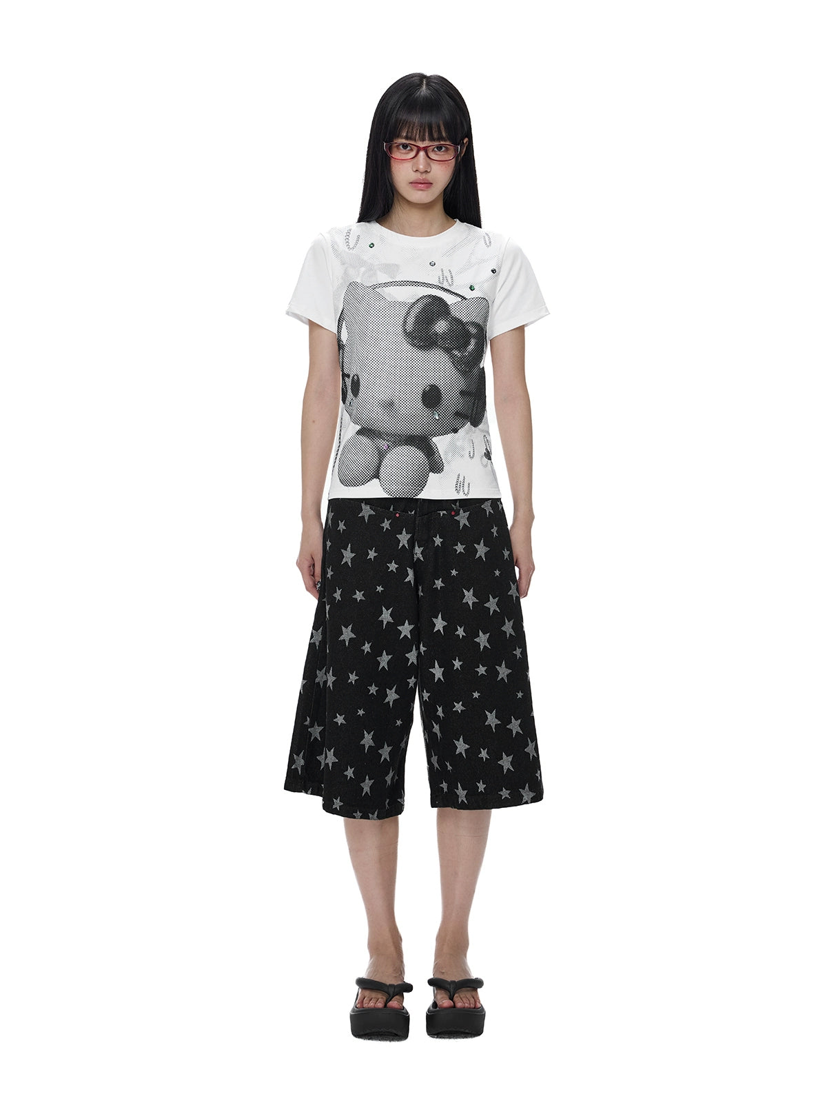 EZEK Cartoon Cat Print Slim Tee