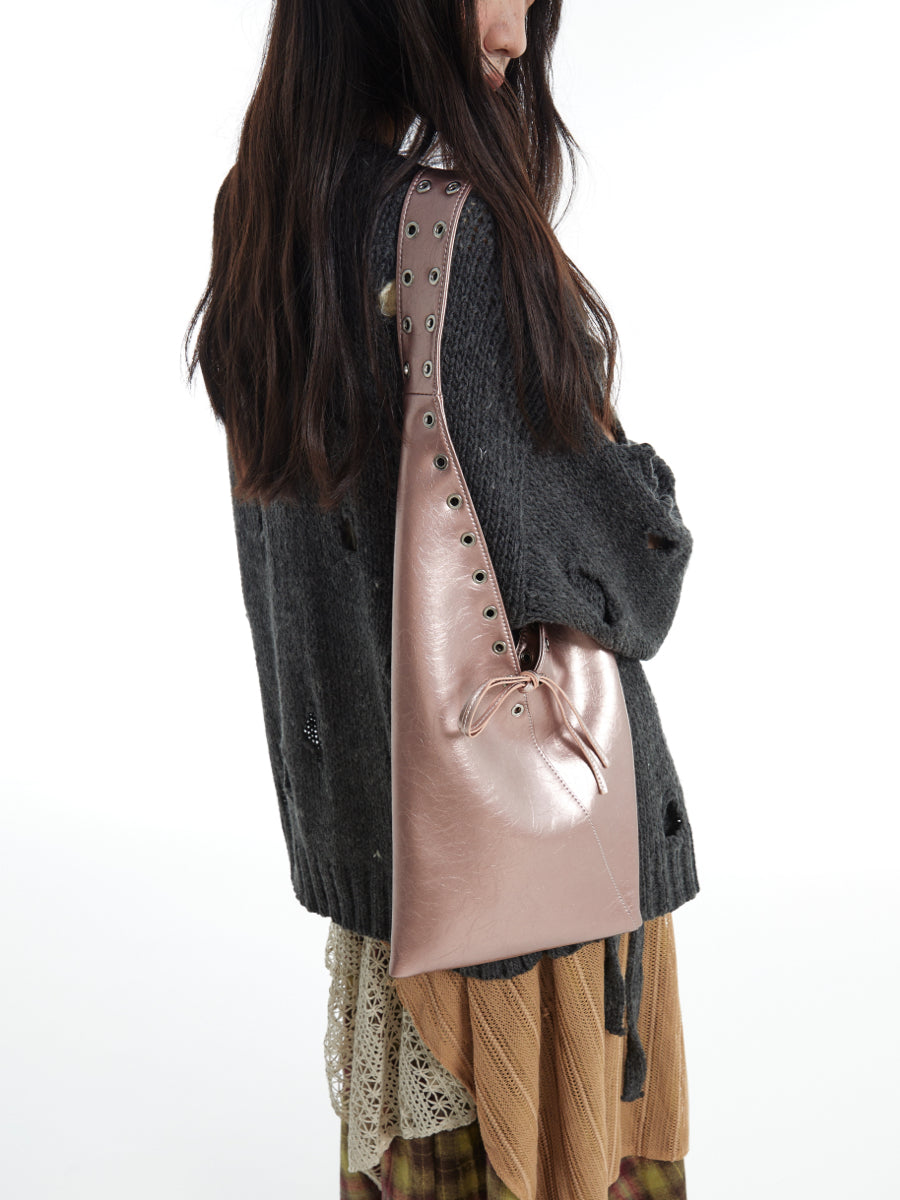 DirtySix Cow Split Leather trotro triangle vaporwave punk bag