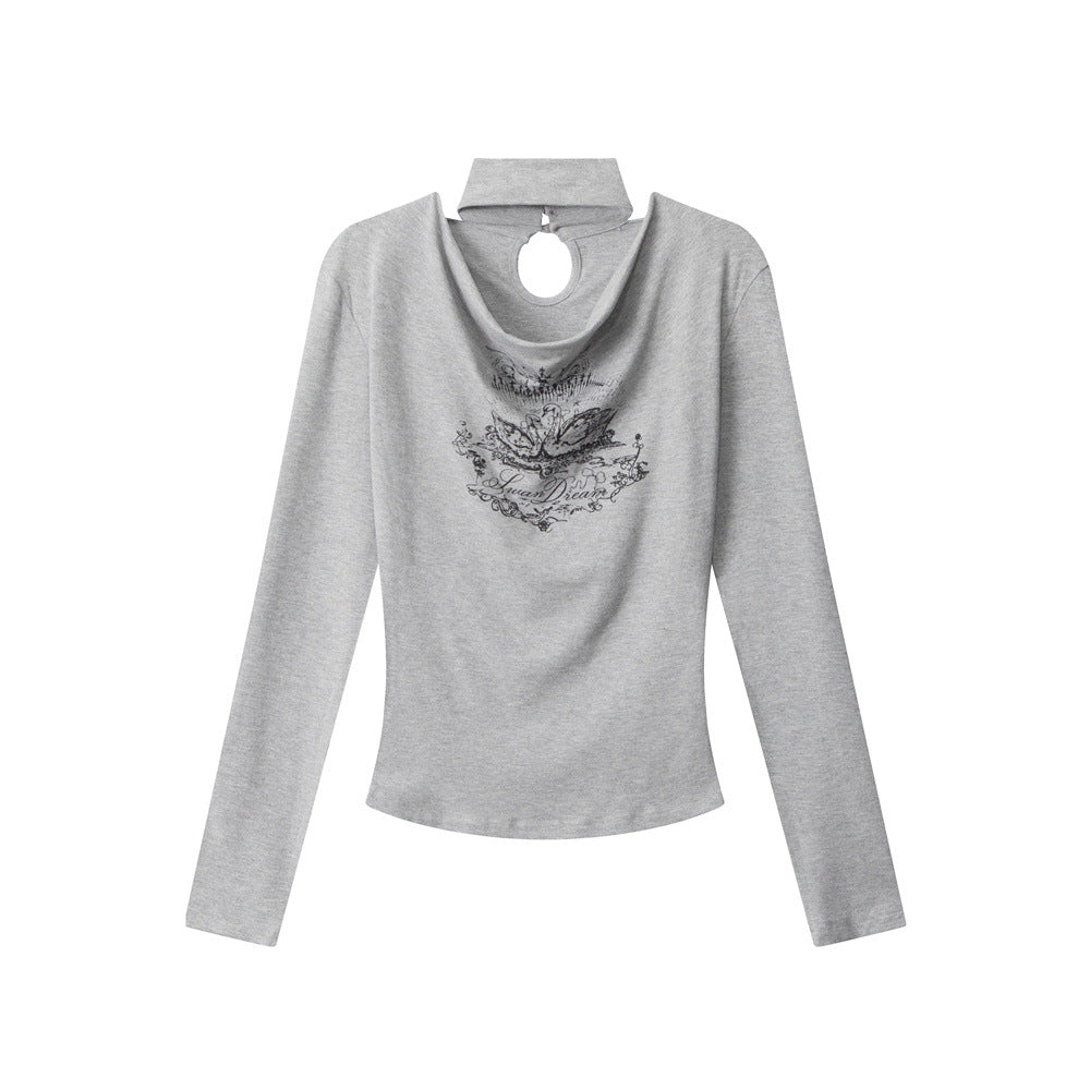 Nariele Swing Neck Slim Scarf Long Sleeves