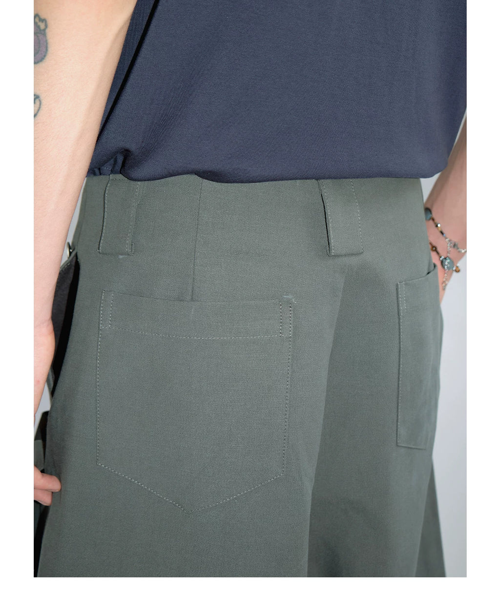 FUNKYFUN Contrast Color Loose Eight-point Trousers