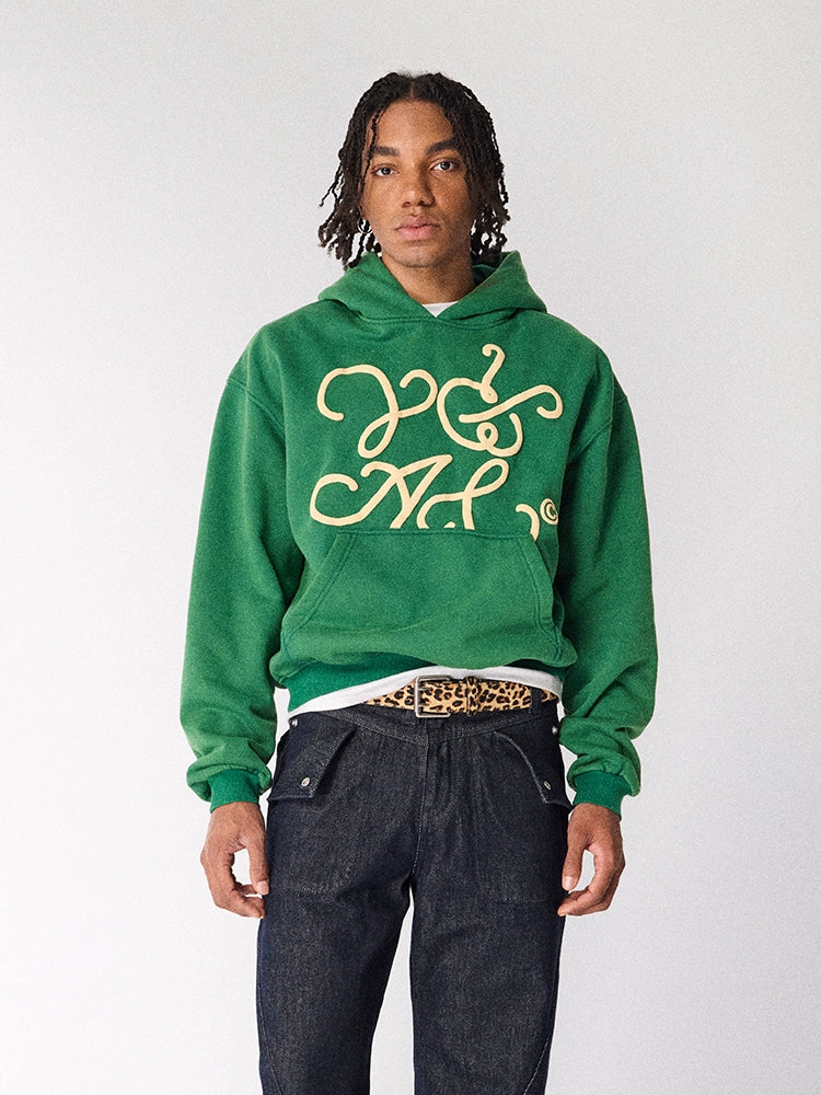 CRICLE Rotary Letter Hooded Fleece Sweater