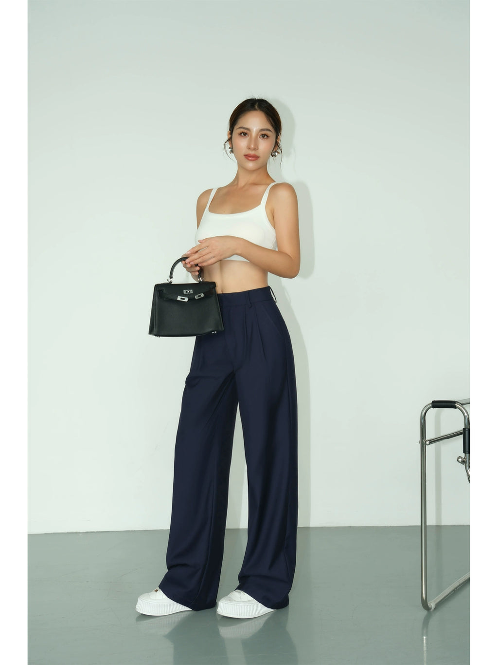 NEVA HU High-waisted Wide-leg Loose Suit Pants
