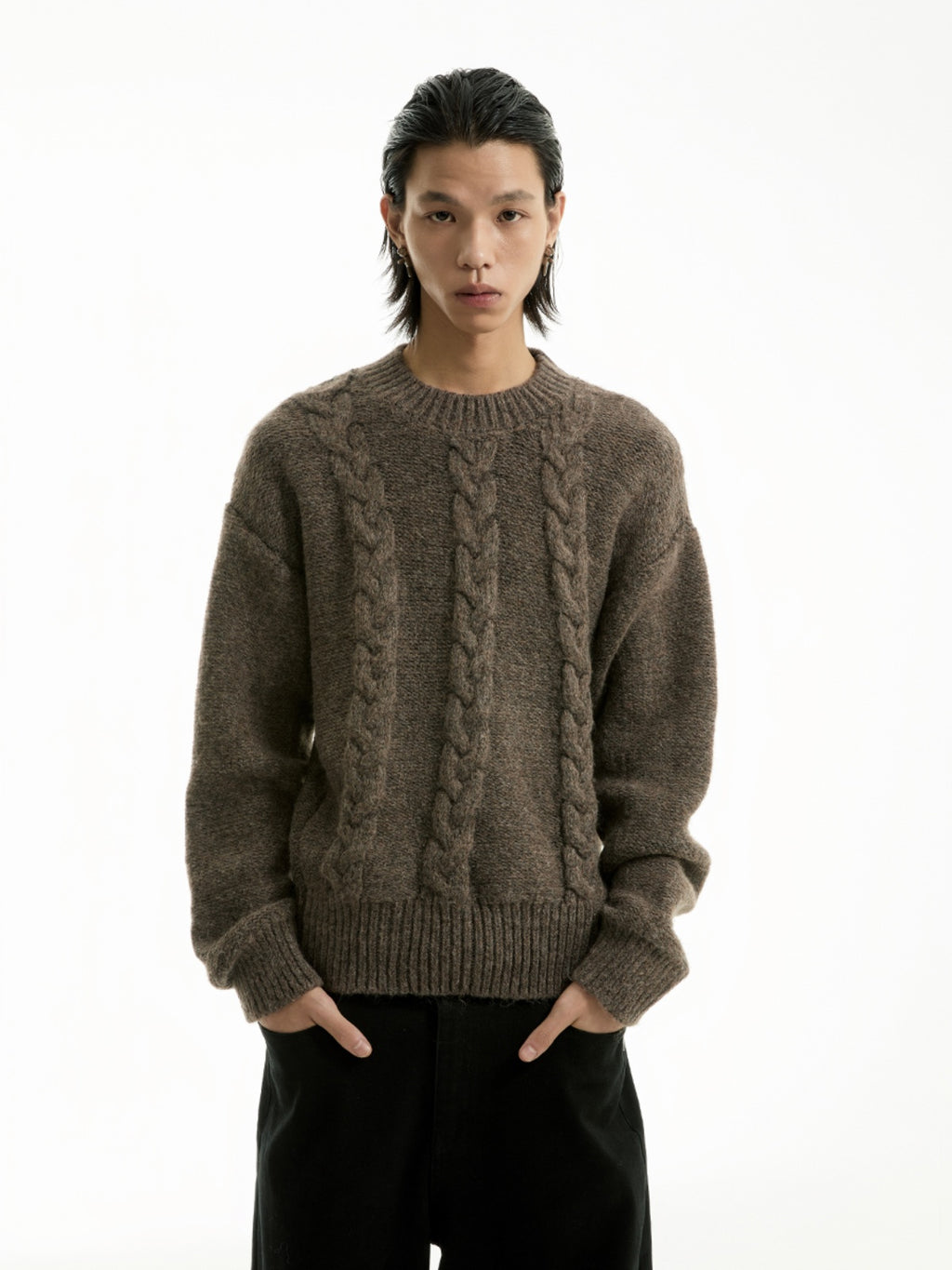 FUNKYFUN Twisted Curved Twist Knitted Sweater