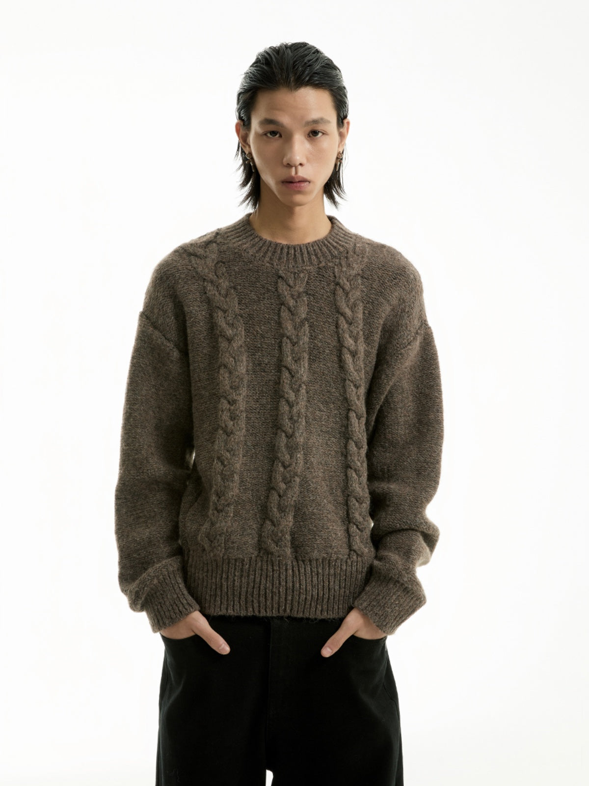 FUNKYFUN Twisted Curved Twist Knitted Sweater