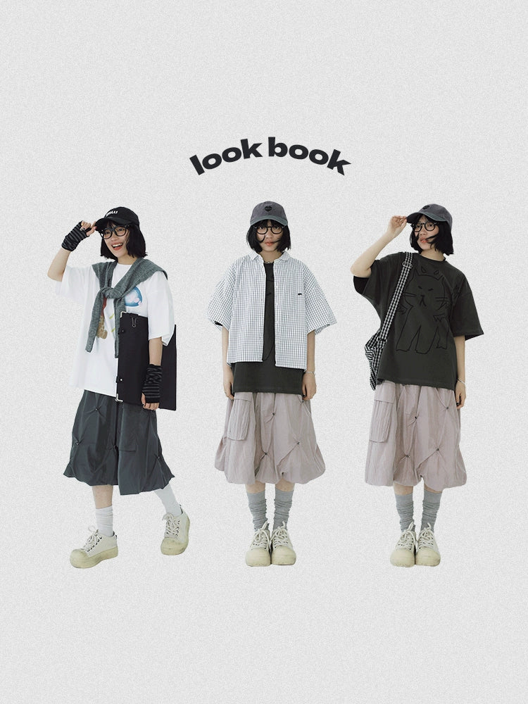 STILLYOU Tooling Texture Pleated Star Rivet Umbrella Skirt Skirt Skirt