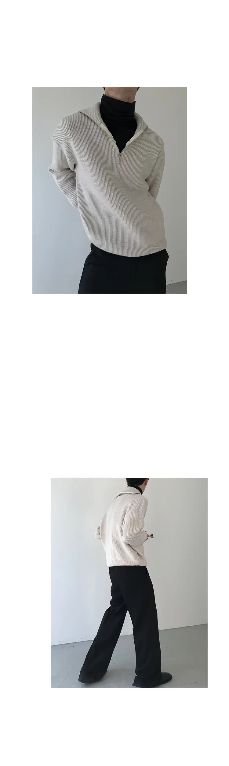 COLN Vintage Turtleneck Zip-up Sweater