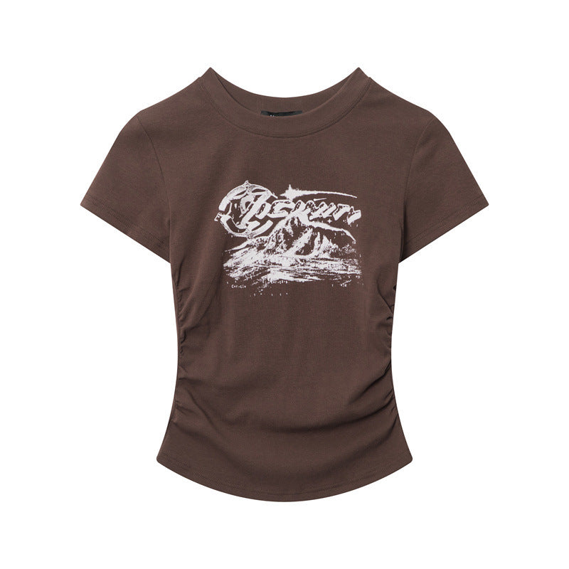 Nariele Slim Skinny Printed Crew Neck Tee