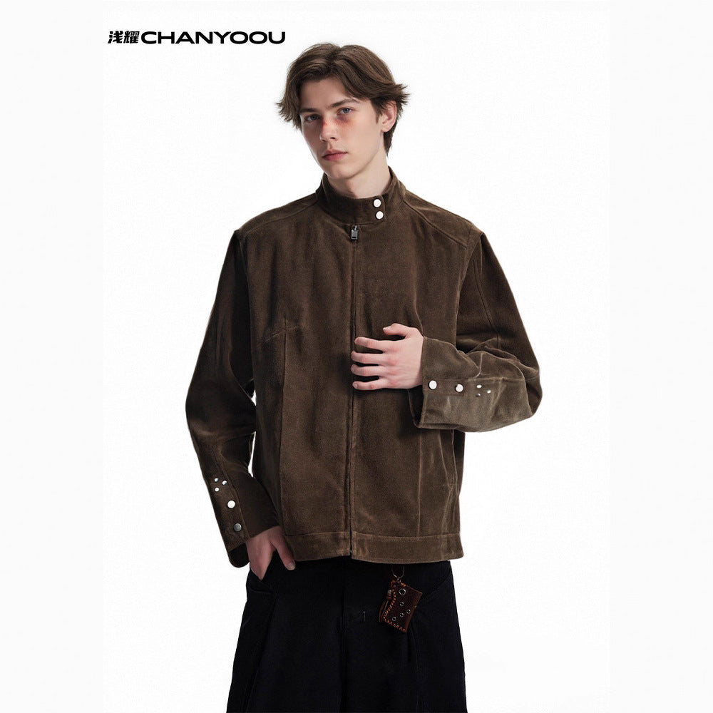 CHANYOOU Vintage Fleece Stand-up Jacket