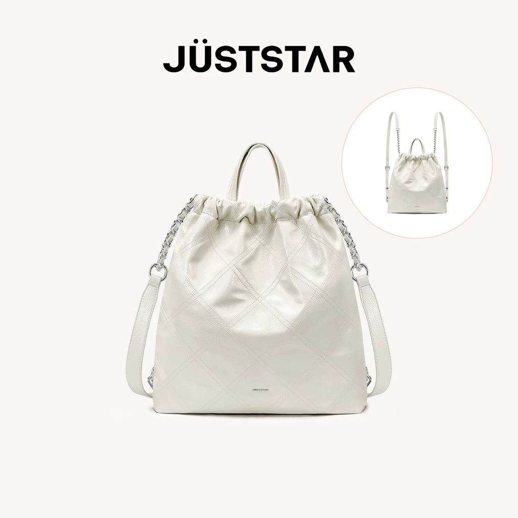 JUST STAR Rhombus Dual-purpose Double Shoulder Large-capacity Tote Bag