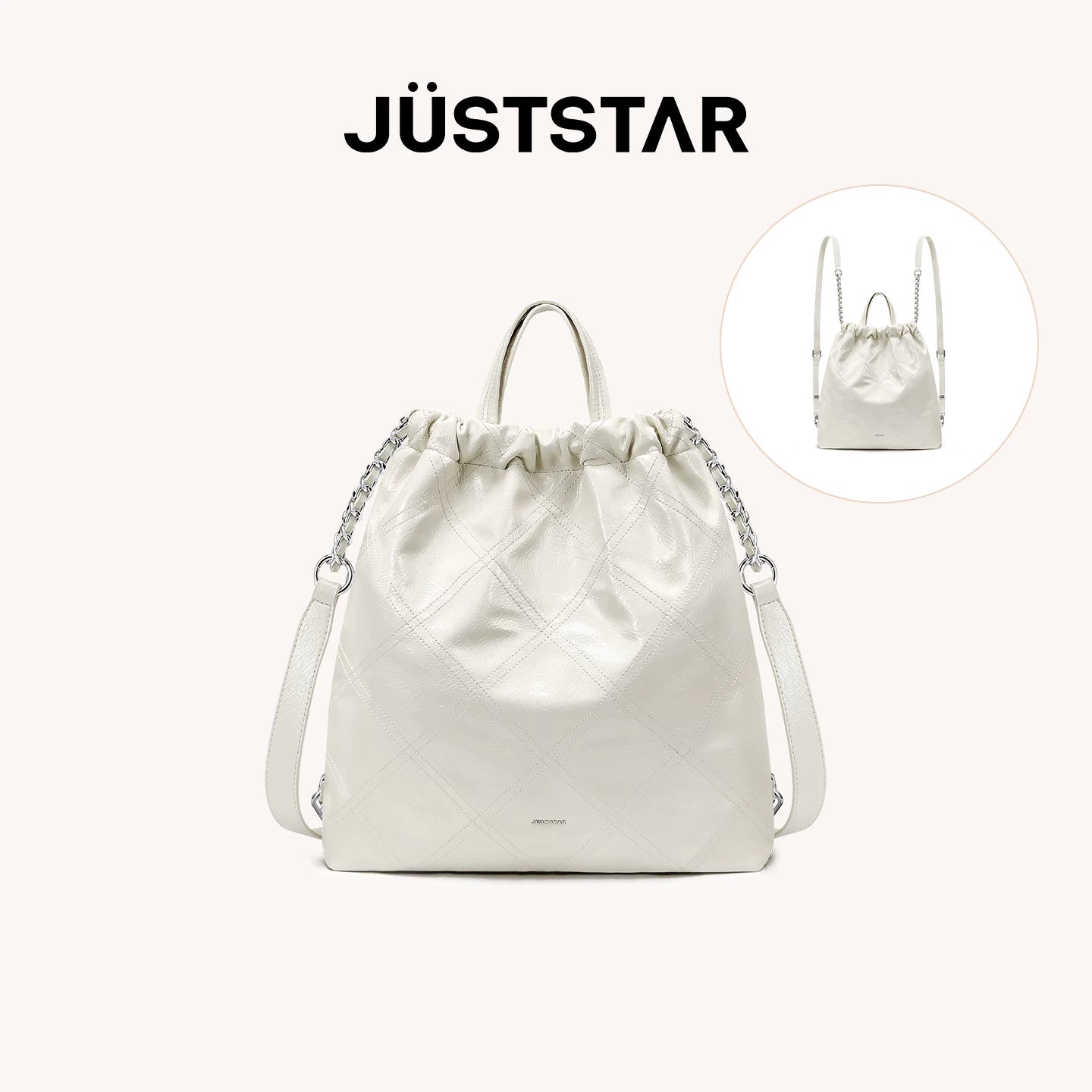 JUST STAR Rhombus Dual-purpose Double Shoulder Large-capacity Tote Bag