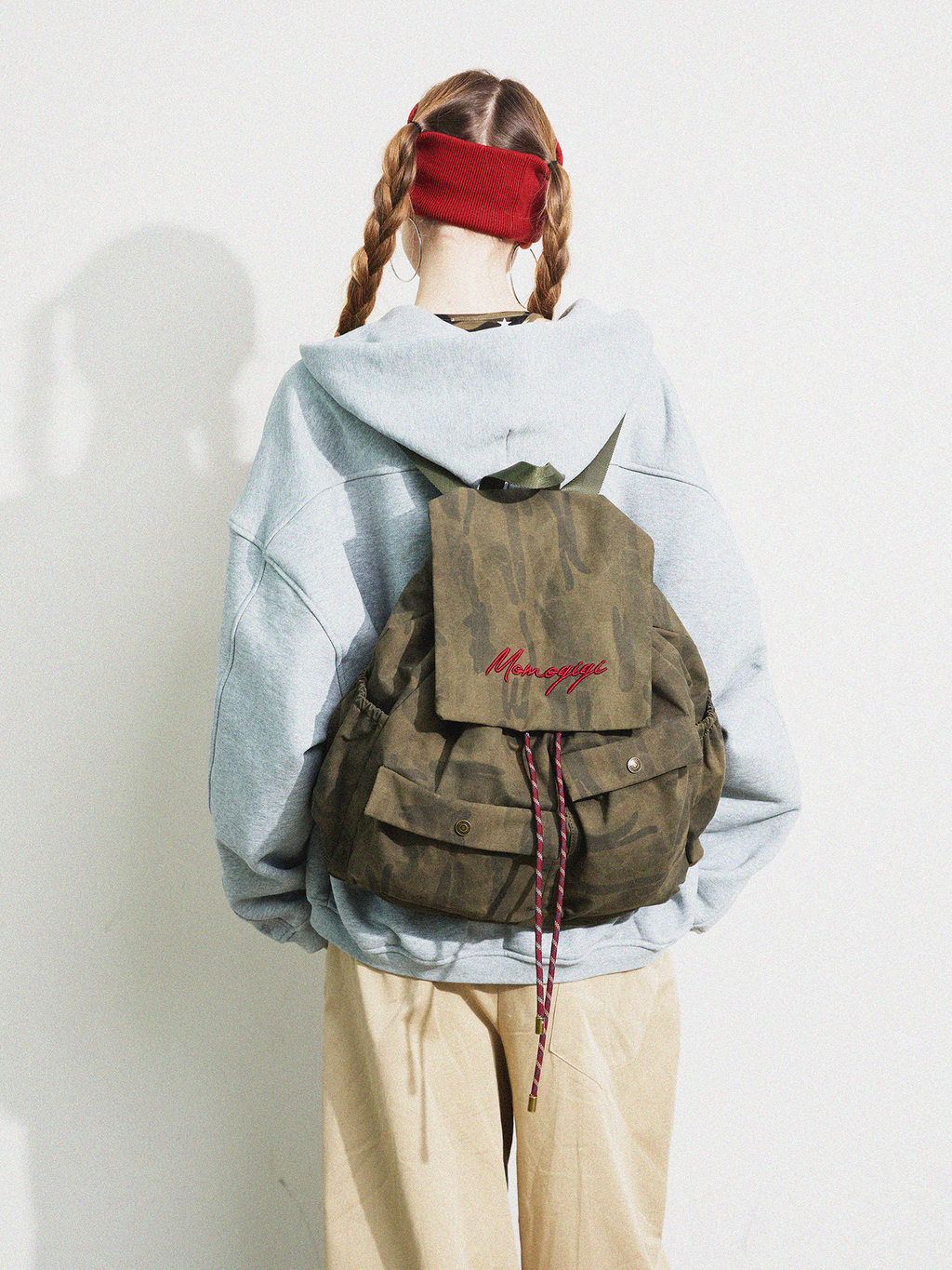 Momogigi Vintage Camouflage Canvas Large Capacity Backpack