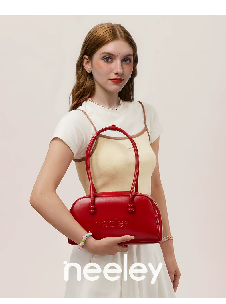 Neeley Leather Boston Bag Underarm Bag Large Capacity