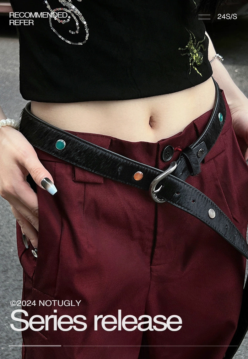 NOT UGLY Leather Hot Silver Made Old Buckle Belt