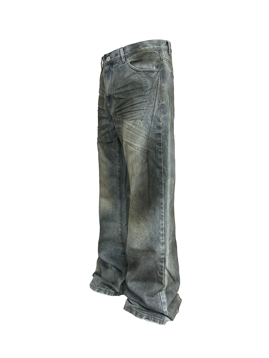JCAESAR Severely Oily Dirty Casual Jeans