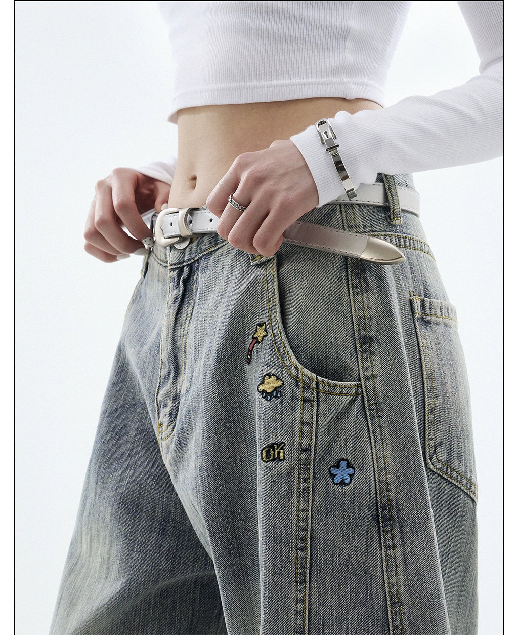 CHANT2nd Cartoon Embroidered Loose Jeans