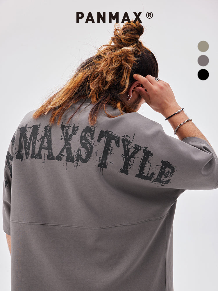 PANMAX American Basic Back Large Letter Printed Tee