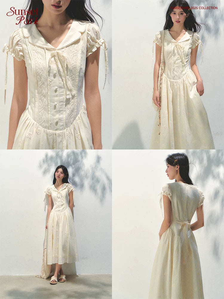 SunsetPark Embroidered Shirt Collar Dress