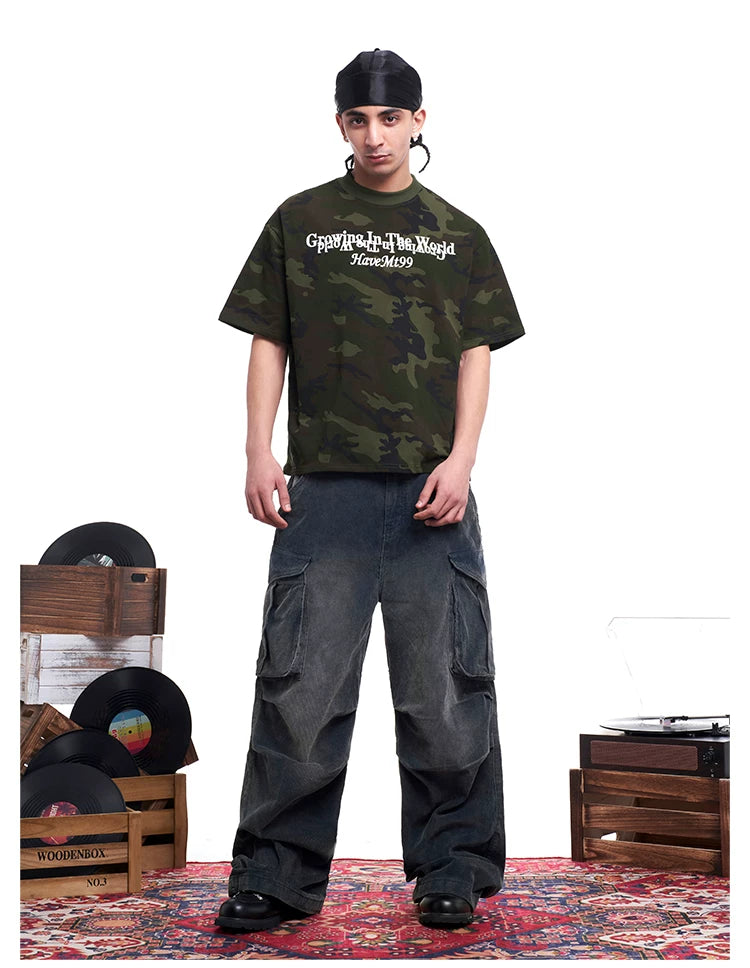 MT99 Camouflage Letter Embroidery Versatile Tee