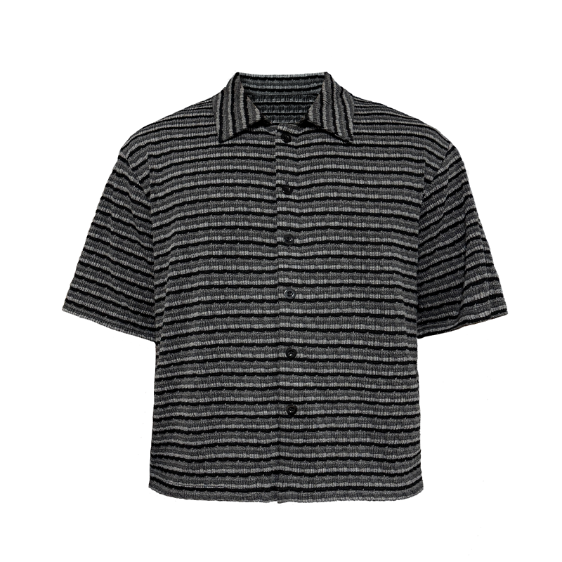JCAESAR Striped Knitted Loose Short-sleeved Shirt