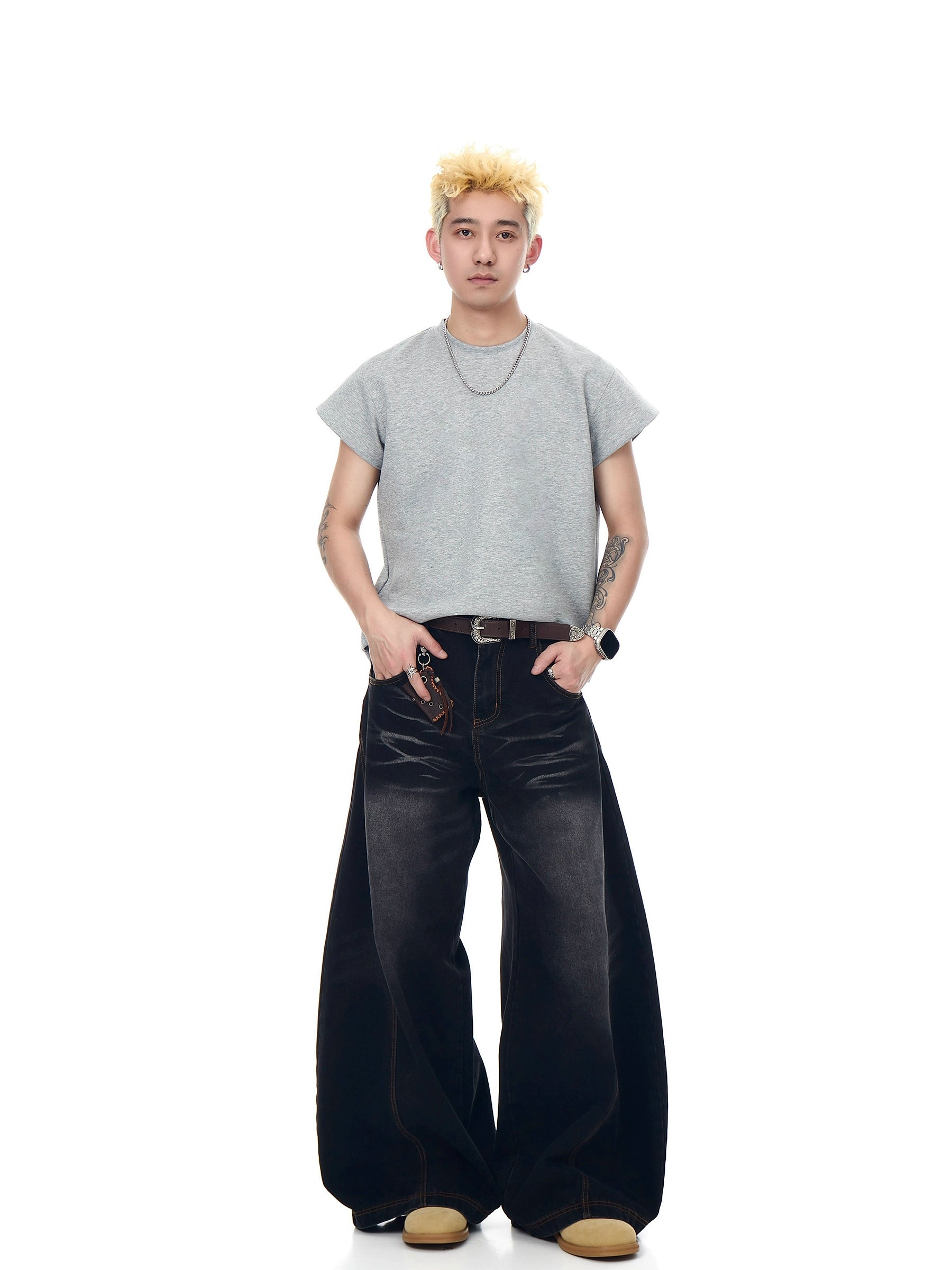 BLACKLISTS American Front Shoulder Solid Color Tee