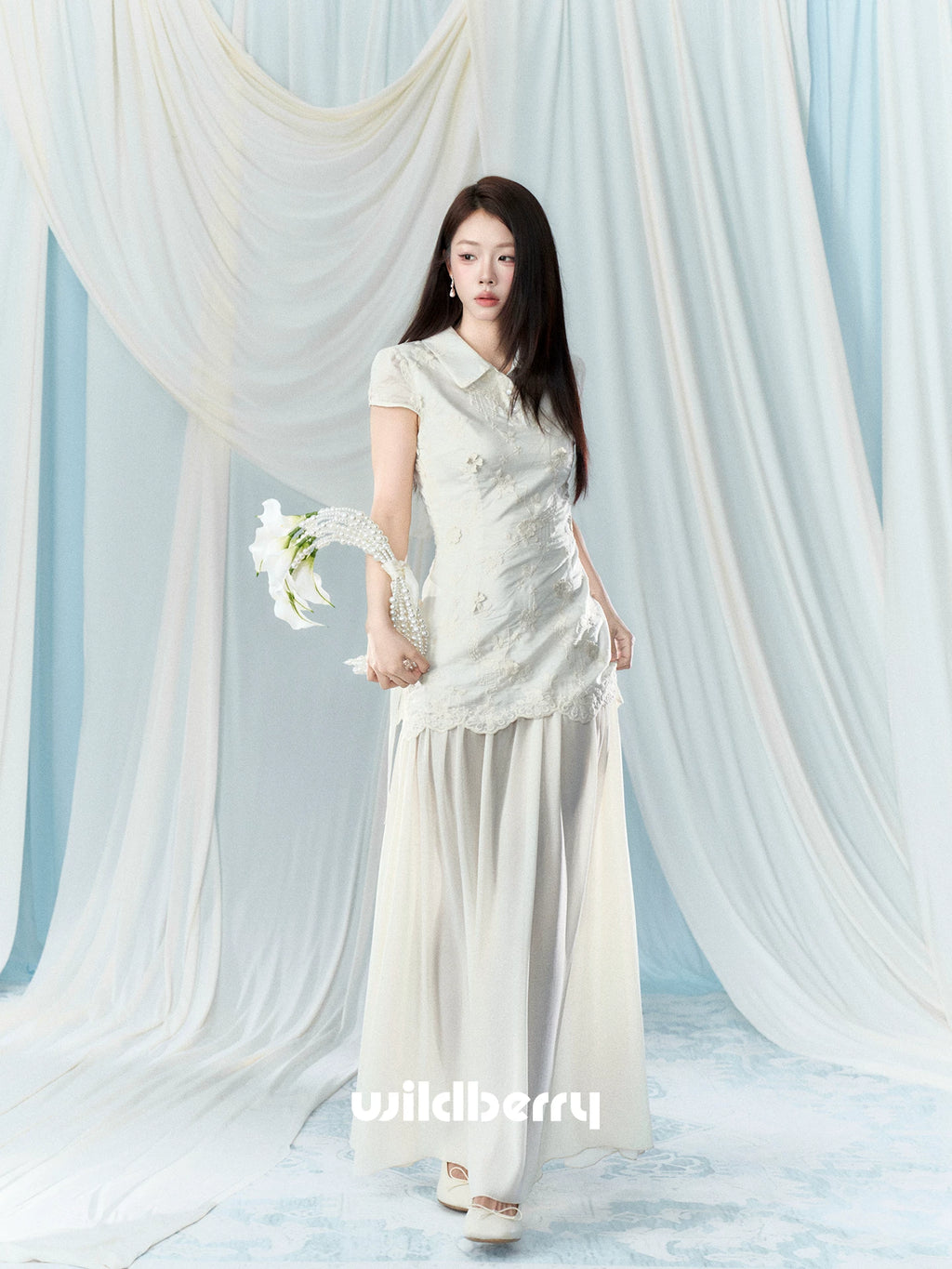 Wildberry Splicing Waist Embroidery Dress