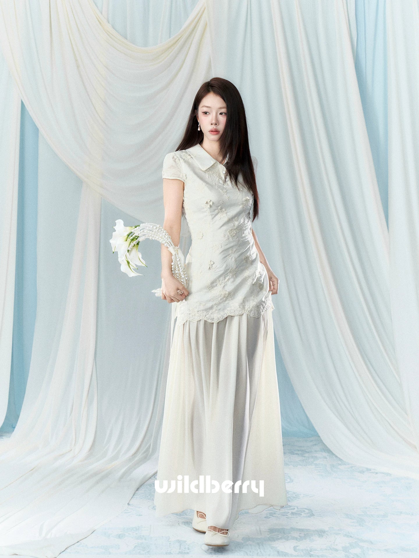 Wildberry Splicing Waist Embroidery Dress