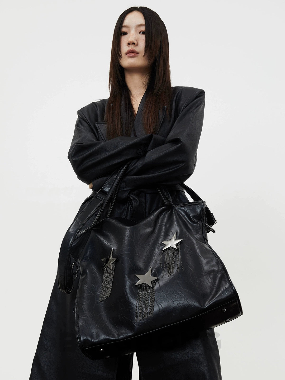 BINGBONG Large Capacity Messenger Tote Bag Single Shoulder Fringed Large Bag