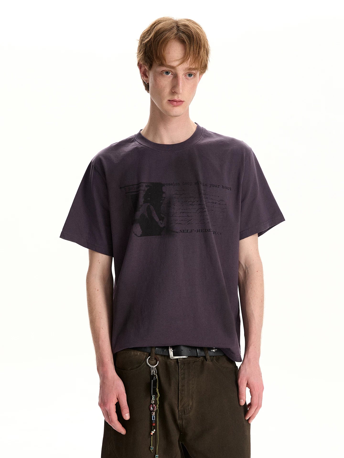 A PUEE Vintage Washed Print Tee – Loose Fit Retro Streetwear
