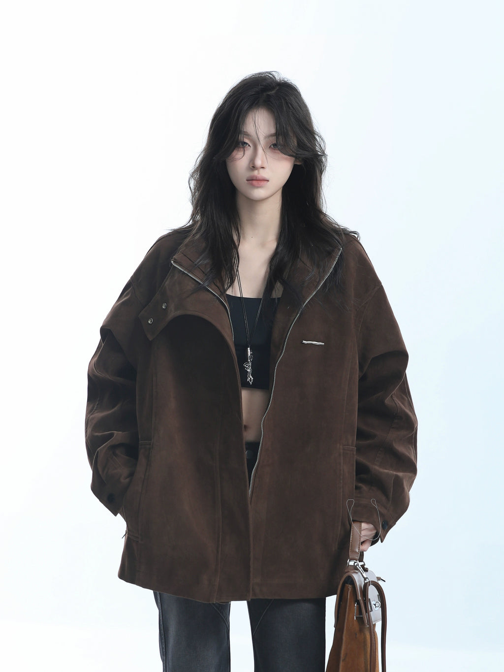 Zuocisankon Vintage Niche Loose Zipper Jacket