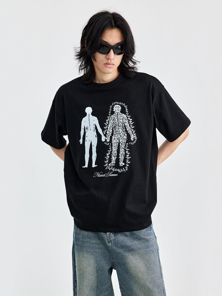 (NMK) Parallel Particle Humanoid Pure Cotton Tee