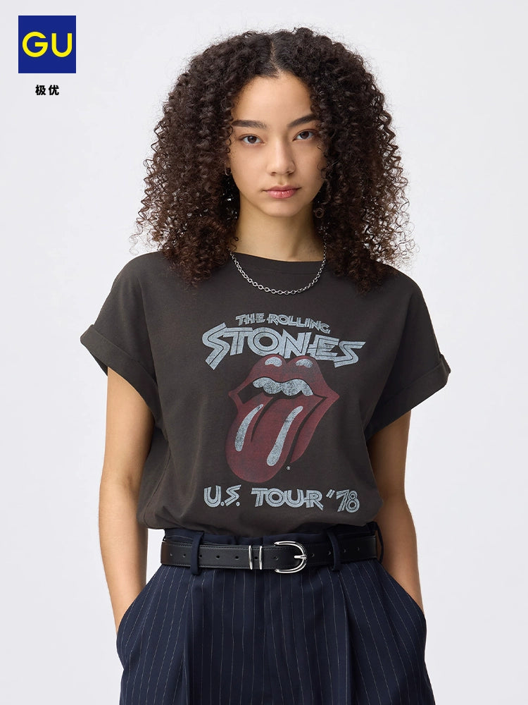 GU Washed Retro Printed Casual Tee