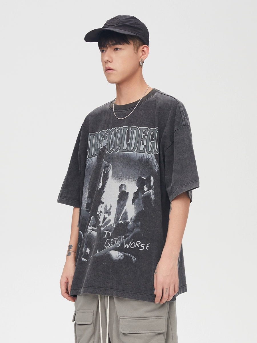 F2CE Retro Printing Loose Trend Tee