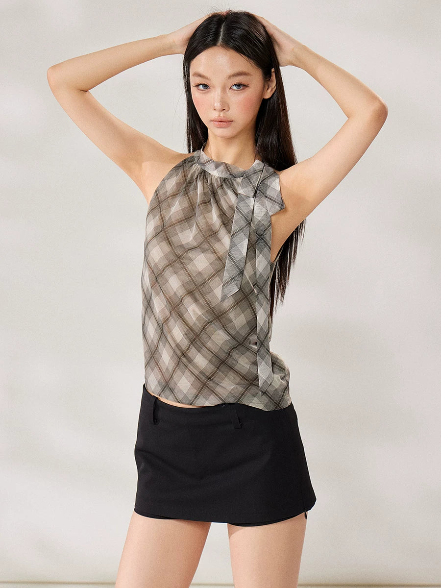 WITHMIN Checked Slim Sling Vest