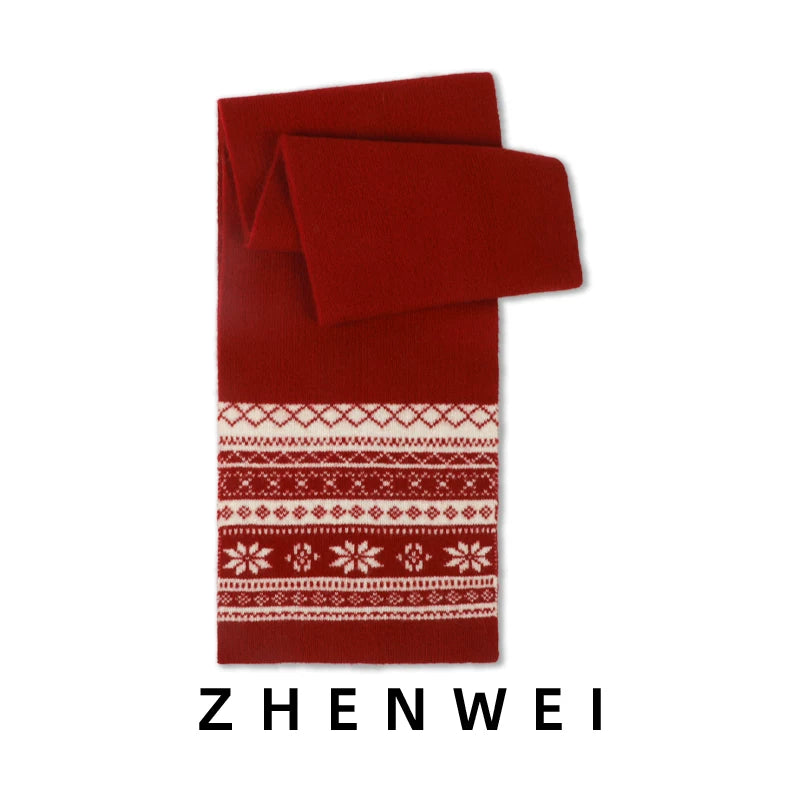 ZHENWEI Pure Wool Fair Island Knitted Small Scarf Scarf