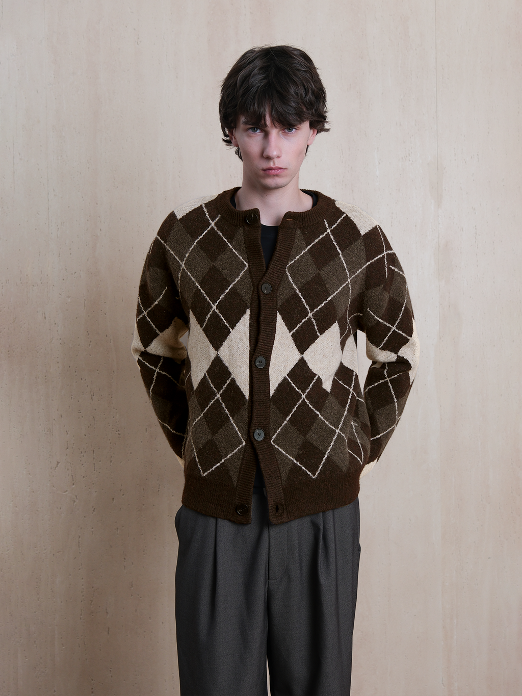 Set for Life Retro Rhombus Checked Wool Casual Sweater