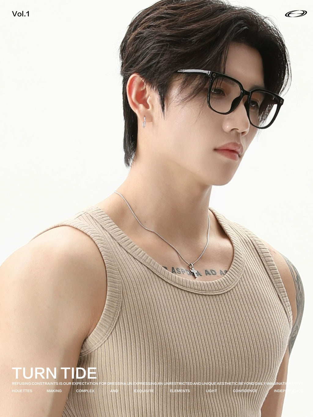 TURNTIDE Crew Neck Pit Strip Knitted Sleeveless Sports Vest