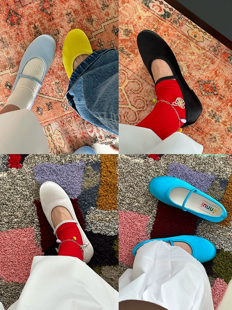 Ennui One-pedal Women's Shallow Mouth Mary Jane Flats