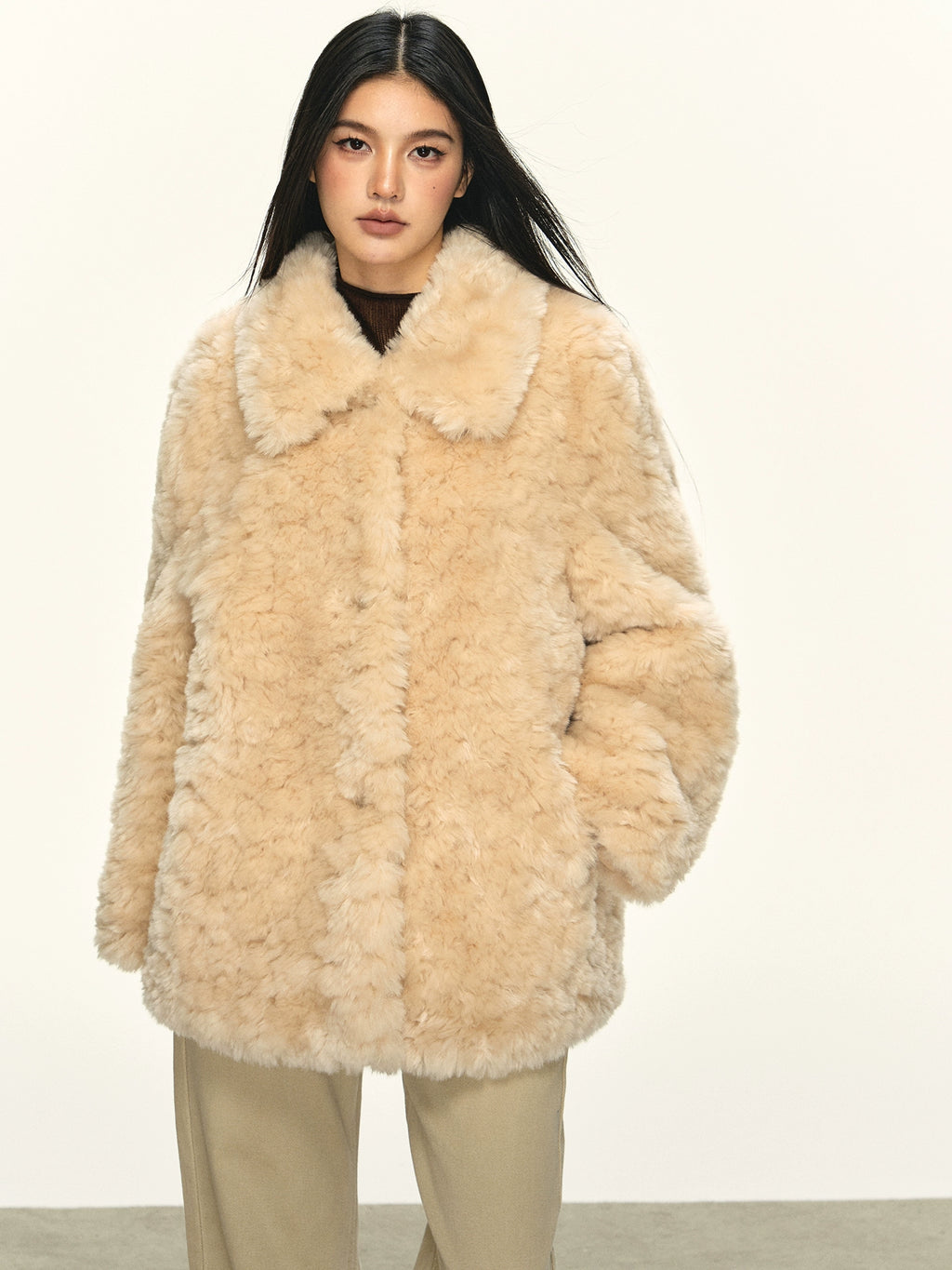 Anna Aneae Soft Waxy Warm Lamb Wool Coat