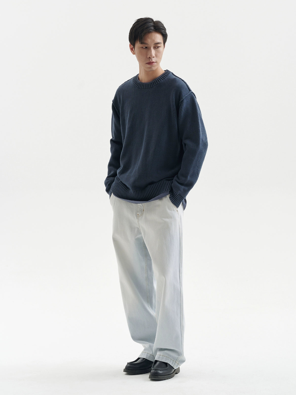 BUTTBILL Vintage Simple Crew Neck Knitted Sweater