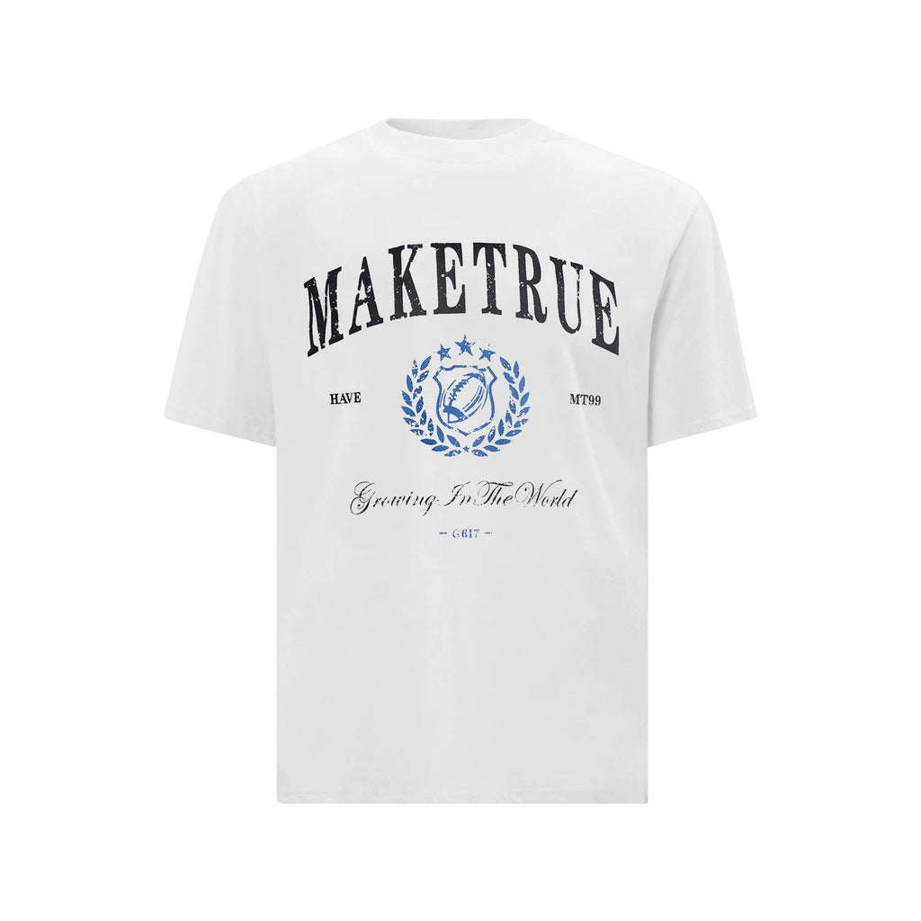 MT99 Retro Letter Print Loose and Versatile Tee