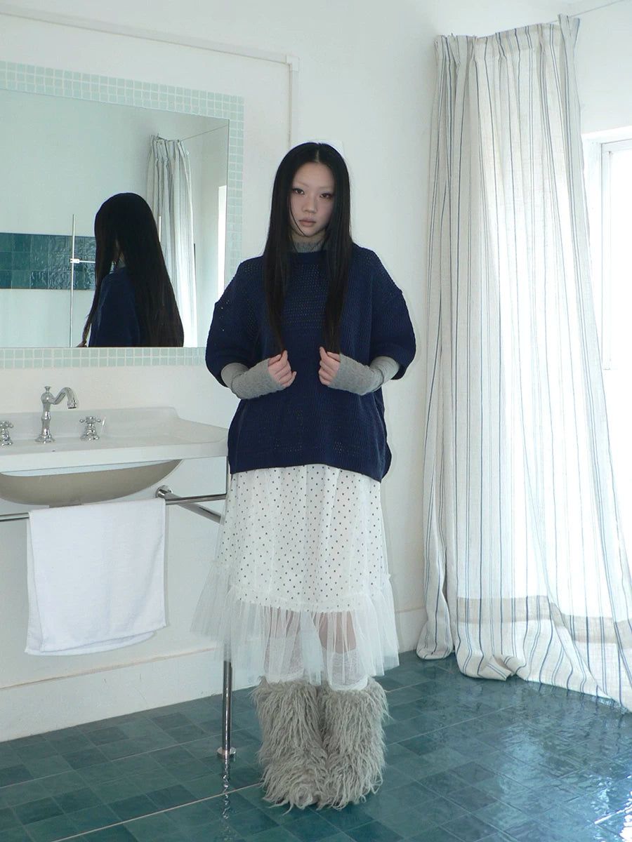 Ang: Project Pleated Mesh Polka Dot Stacked Skirt