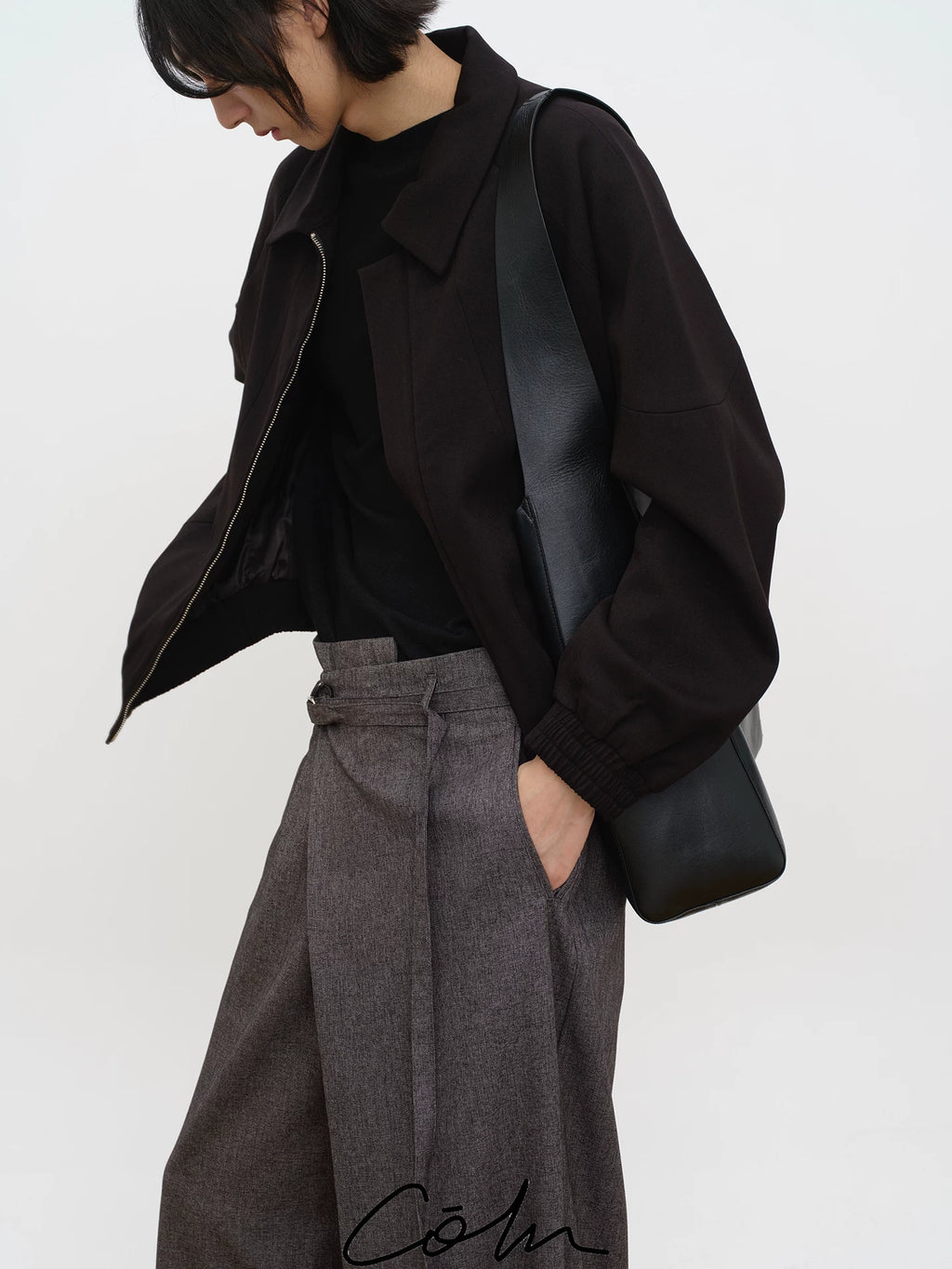 COLN Short Deconstructed Loose Zipper Jacket