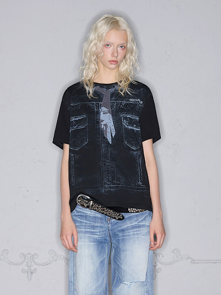 Rocawear Short and Wide Portrait Tie Printed Tee