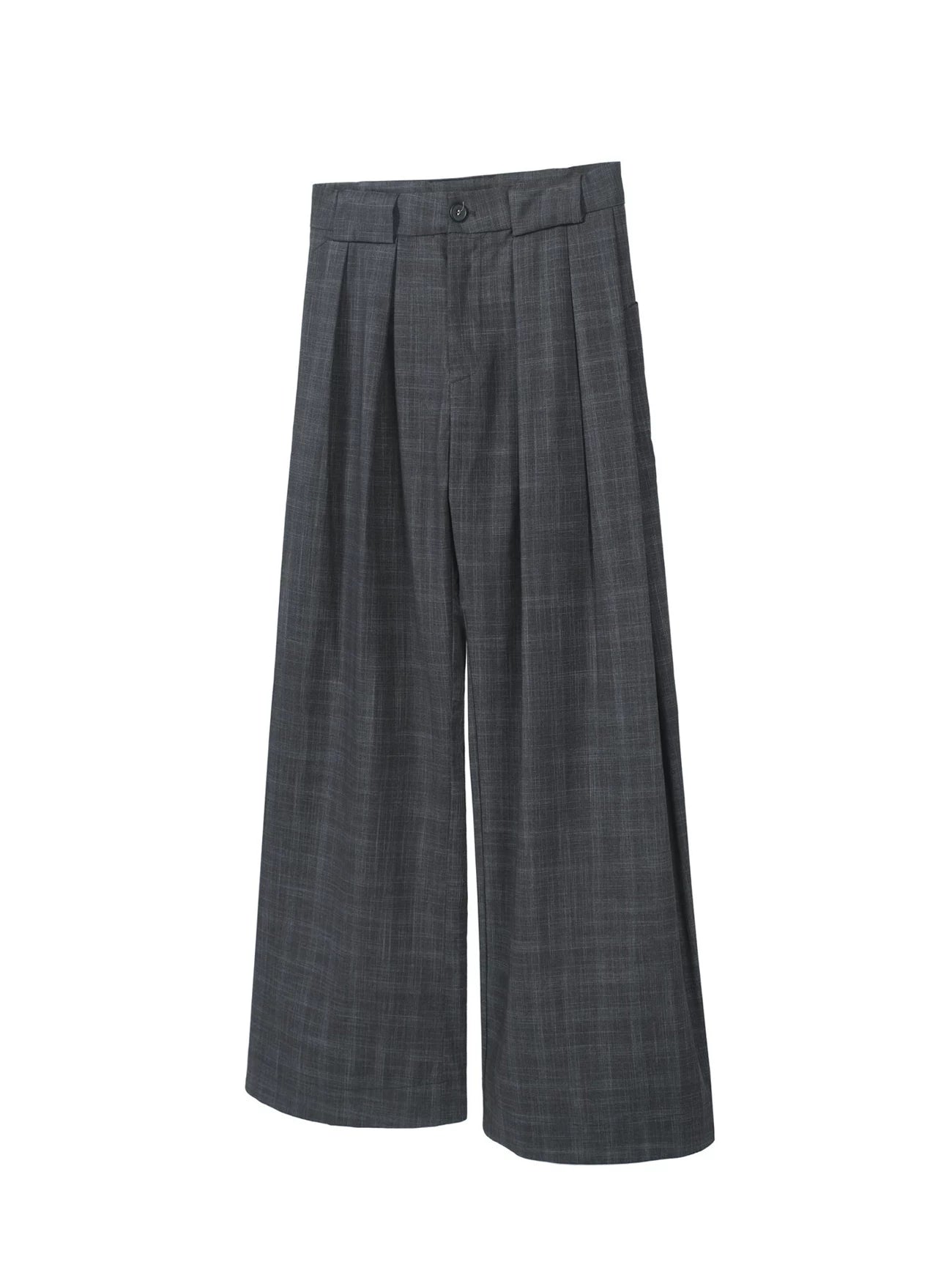TZ Pleated Retro Plaid Wide-leg Drape Casual Trousers