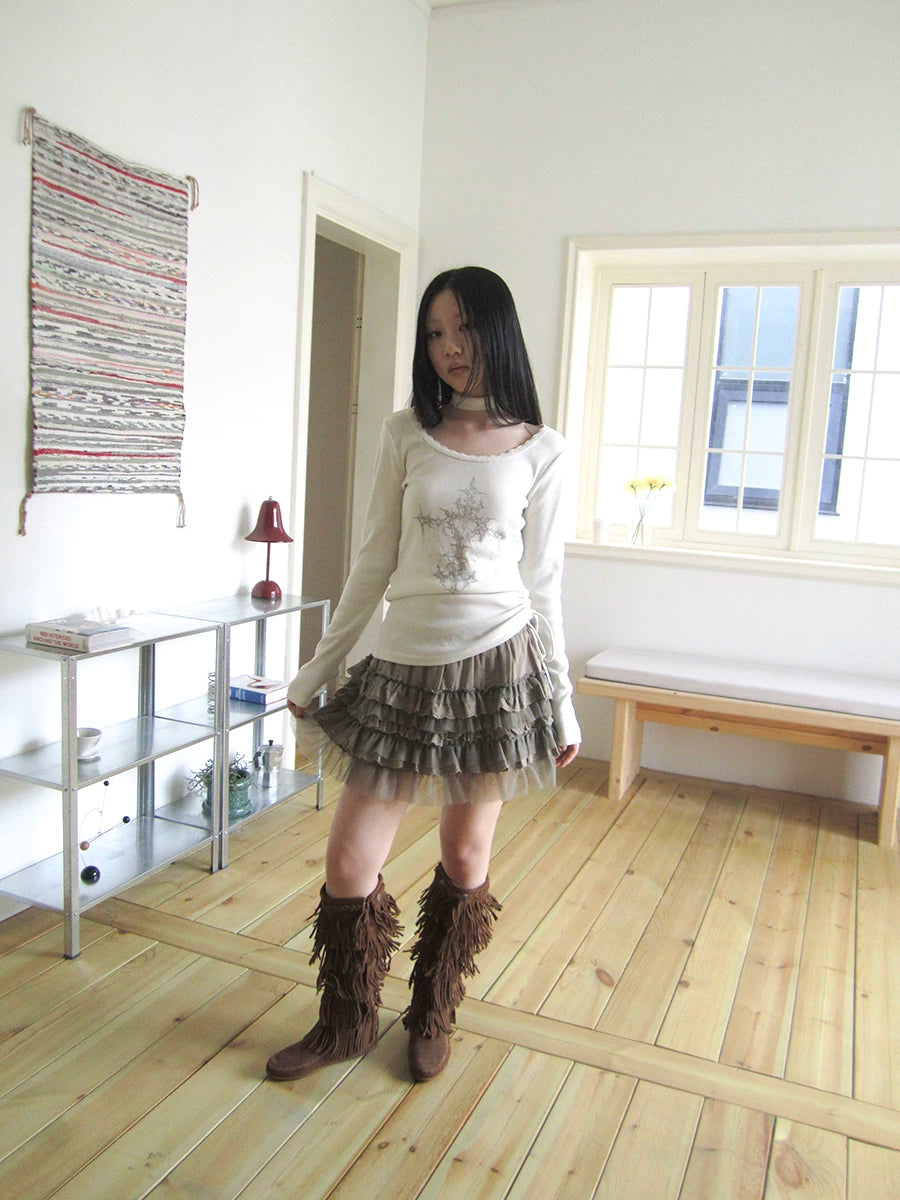 Ang: Project Pleated Strap Slim Slim Print Long Sleeve
