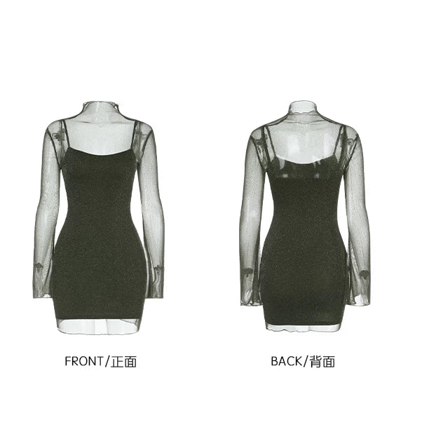 INSTUNNING Premium Mesh Long Sleeve Dress