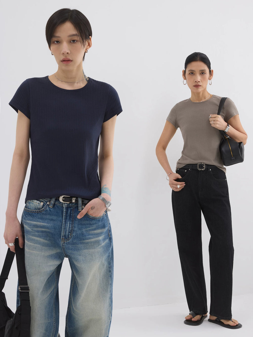 Sameuoo Front Shoulder Slim Fit Small Neckline Sports Tee